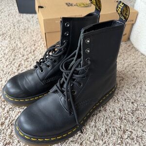 Dr. Martens Black Boots with Yellow Stitching